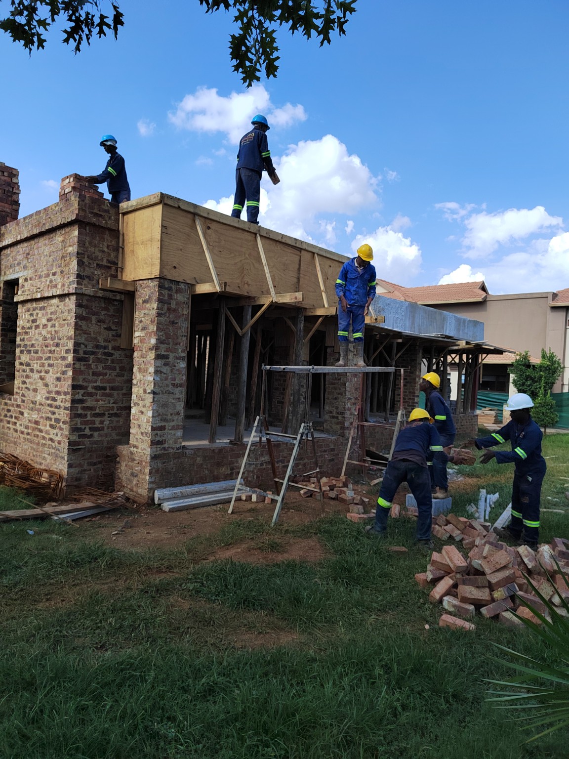 Reinforcement steel installation during residential construction